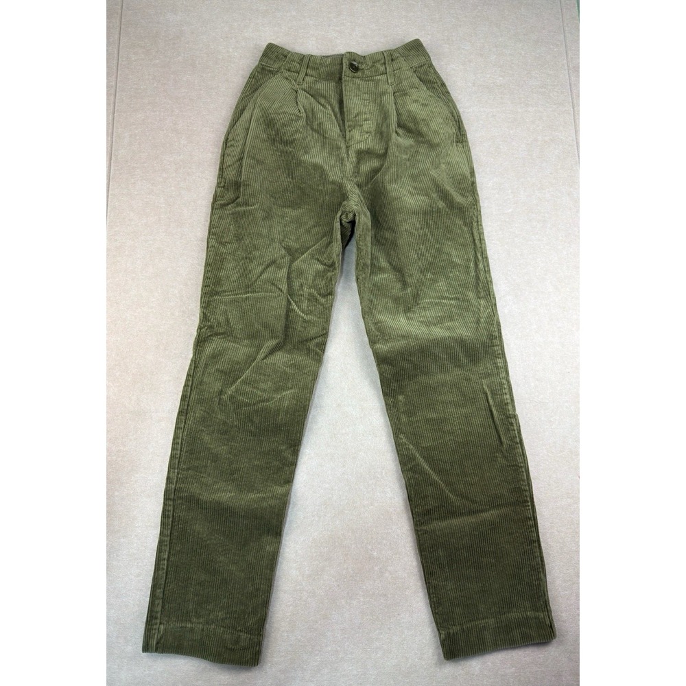 Alex Mill Corduroy Pants Women’s 00 Olive Green High Rise Relaxed Tapered‎ Leg